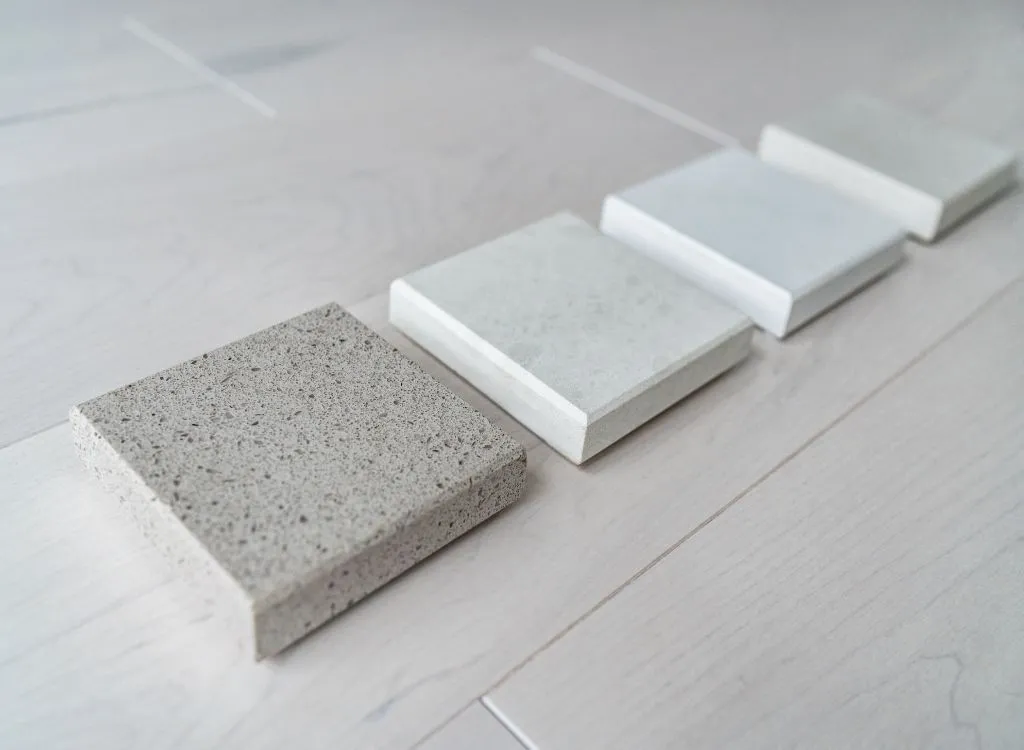 Quartz countertop samples