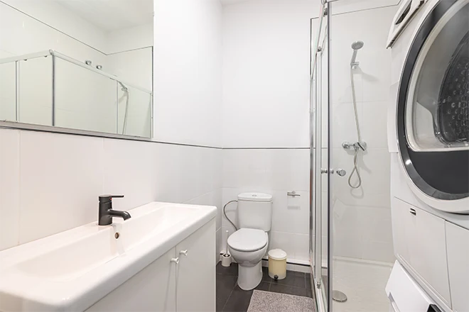 Bathroom with laundry area