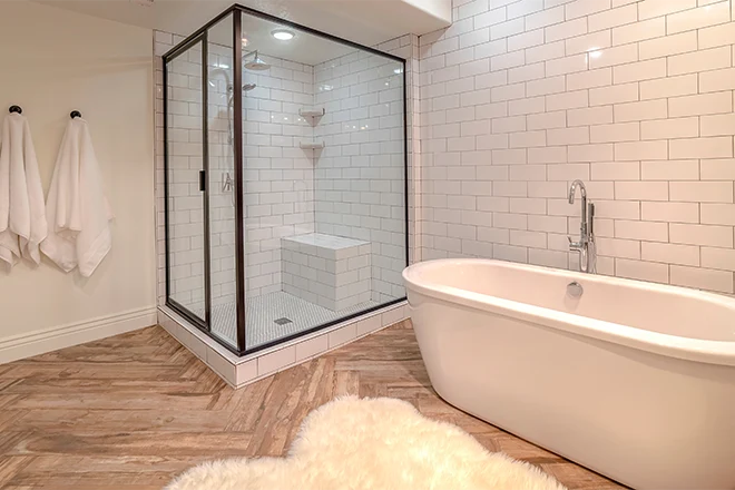 Spa like shower with freestanding tub and shower